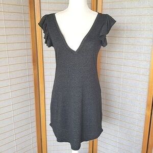 Chaser Black T-Shirt Dress Mini V-Neck Short Sleeves Size Small